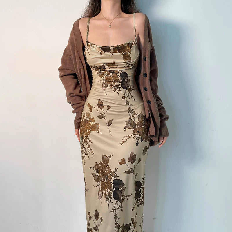 Vestido de Alça Estampado Lux