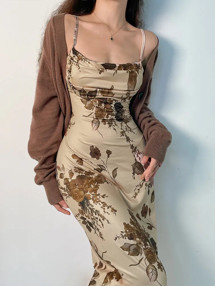 Vestido de Alça Estampado Lux